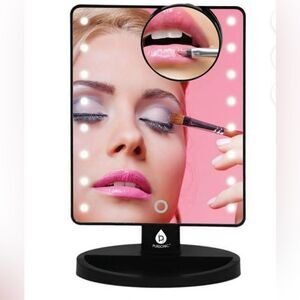 Pursonic LED Touch Dimmable Makeup Mirror, Detachable 5X Mirror in Black. NIB